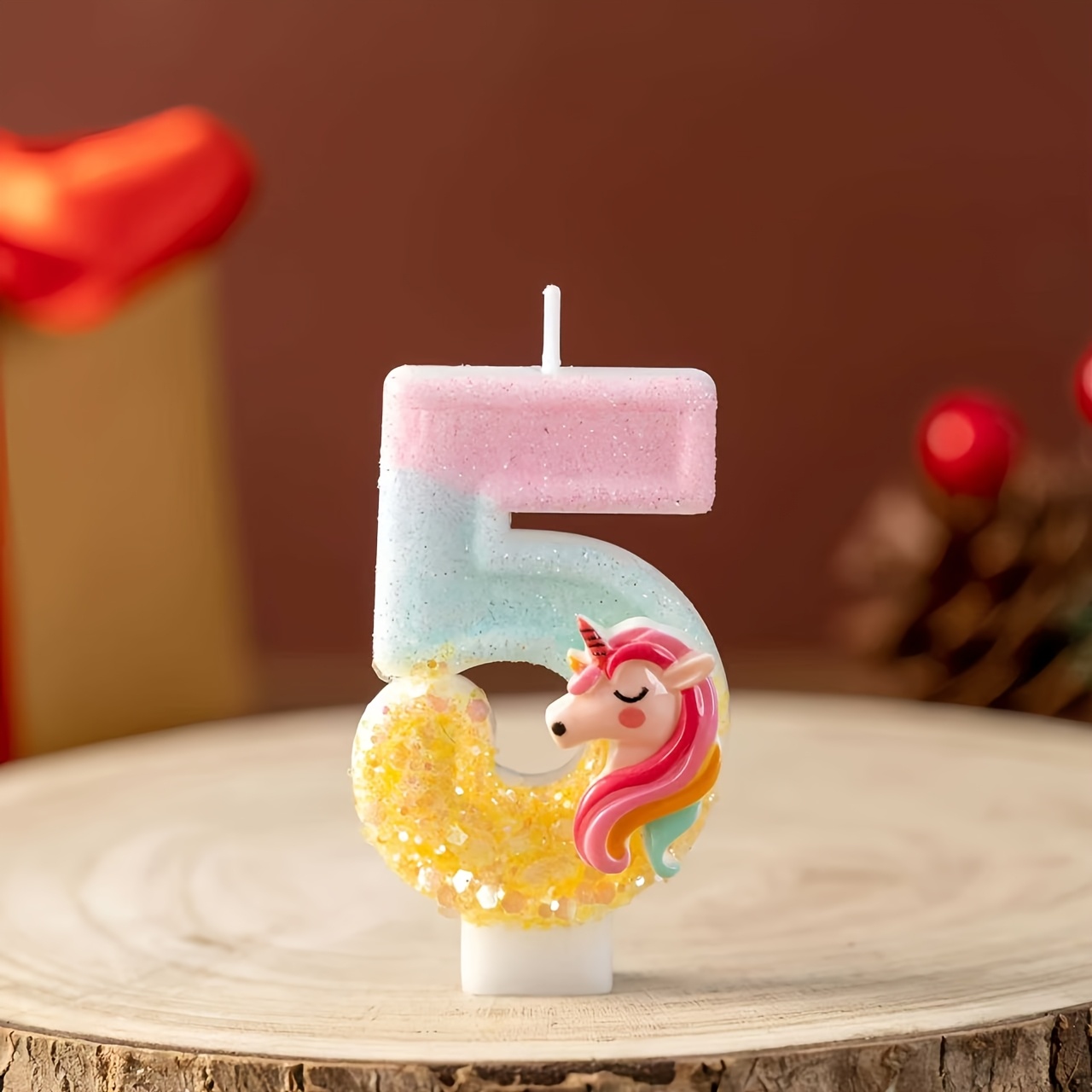TEMU Geburtstagskerzen-Zahlen 0-9, exquisite Einhorn-Themen-Kuchenstecker, Dekorationen für Geburtstagsfeier-Atmosphäre, Back-Dekorations-Utensilien,