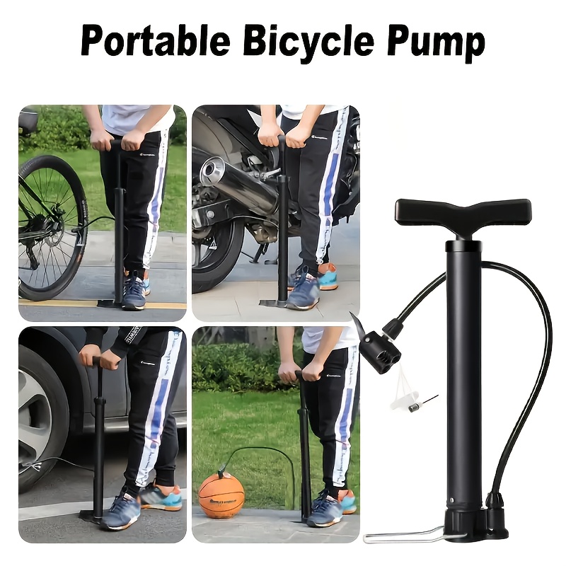 1pc portable high pressure bicycle pump with dual valves durable   manual operation up to 160 psi   3 in 1 inflation needle ideal for bike tires   balloons bike pump details 4