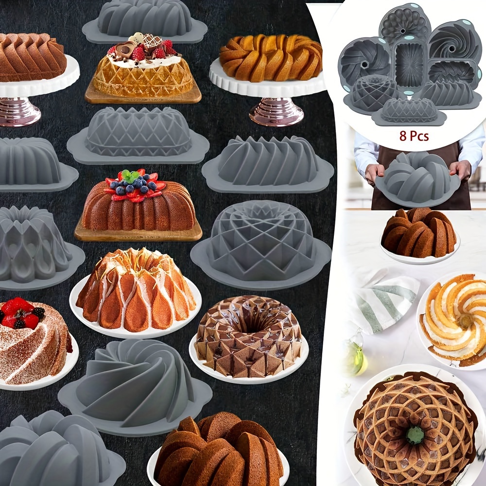 

8-piece Silicone Bakeware Set - Nonstick Cake Molds For Baking, Mousse, Jelly, Chocolate - Pans For Brownies, Meatloaf, Cobblers - Ideal For , Christmas, Thanksgiving & More