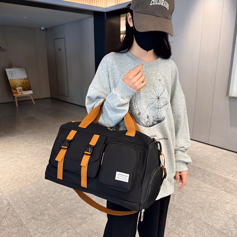 large capacity travel duffle bag durable oxford fabric gym sports bag with shoe compartment adjustable shoulder straps multiple pockets convertible crossbody handheld for men green gray beige bag sturdy zippers workout gear versatile carry material fitness enthusiasts 8