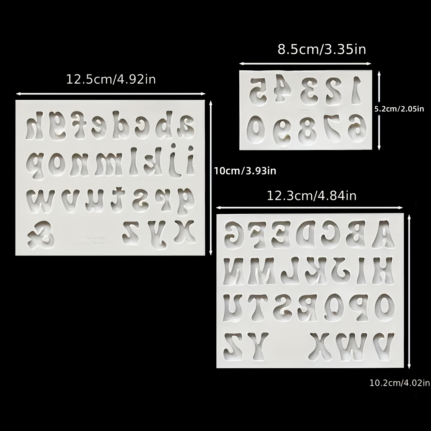 TEMU 3 Mini Letter And Number Resin Silicone Molds, Clay Molds, Plaster Letter Molds, Birthday Decoration Molds, Small Number And Letter Silicone