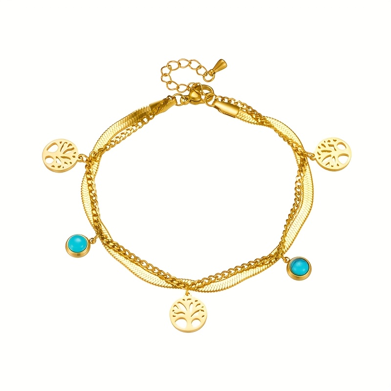 Women's Classic Life Tree Bracelet with Double-layer Chain