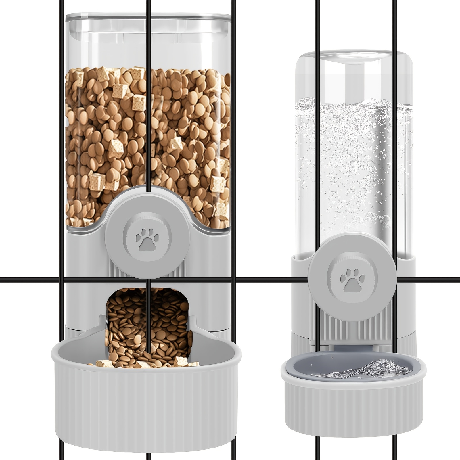 2pcs Automatic Hanging Gravity Pet Food Feeder And Water Dispenser Set With Container Bowl For Cage, Without Battery