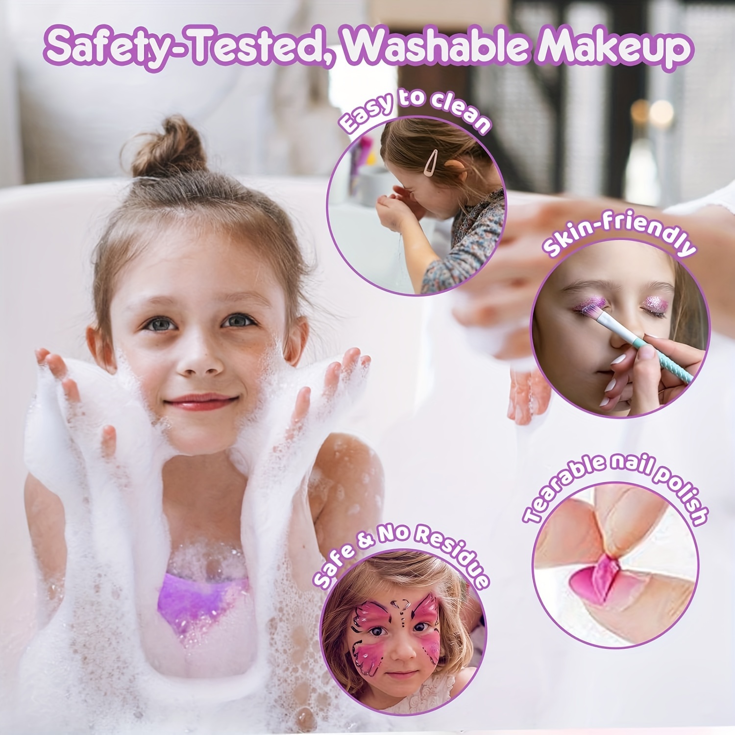 girls deluxe makeup kit with cosmetic bag non toxic washable real perfect for birthdays easter mothers day christmas gifts makeup bag makeup accessories details 5