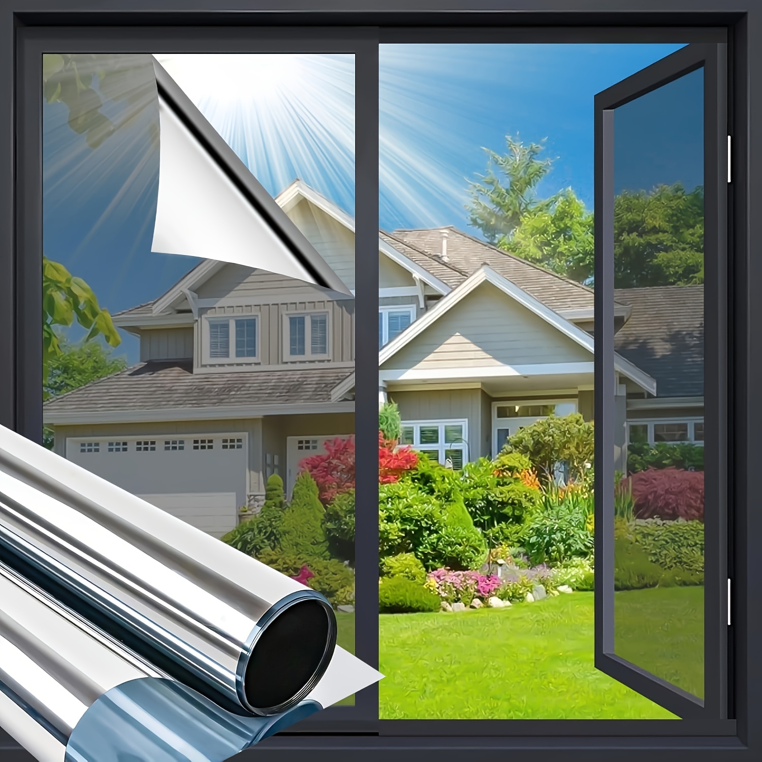 1pc 90cm X 500cm Silver Sun Film Privacy Window Film, For Home Heat Insulation Window Film, Reflective Window Film Detachable Electrostatic Adsorption Film, Suitable For Home Office