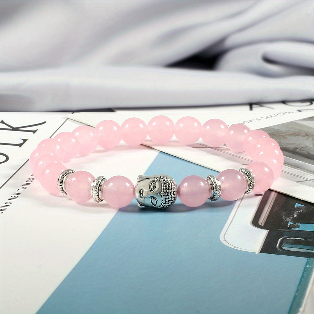 Unisex Light-toned Beaded Bracelet with Buddha Head Charm