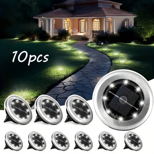 10er-pack solar-bodenleuchten für den außenbereich, ip44, automatisches -/ausschalten, einfache installation, für villengärten, teiche, straßen, einfahrten, hitze- frostbeständig, extra lange lebensdauer, warmes weiß kühles weiß als dual-farben-optionen, integriertes