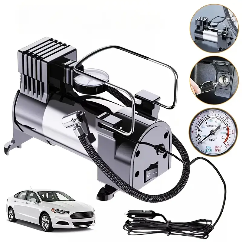 portable smart car air pump 1pc-150psi high   bicycle universal fast charging tire pressure   small vehicle inflator single cylinder 12v emergency tire repair, without battery Product details 6