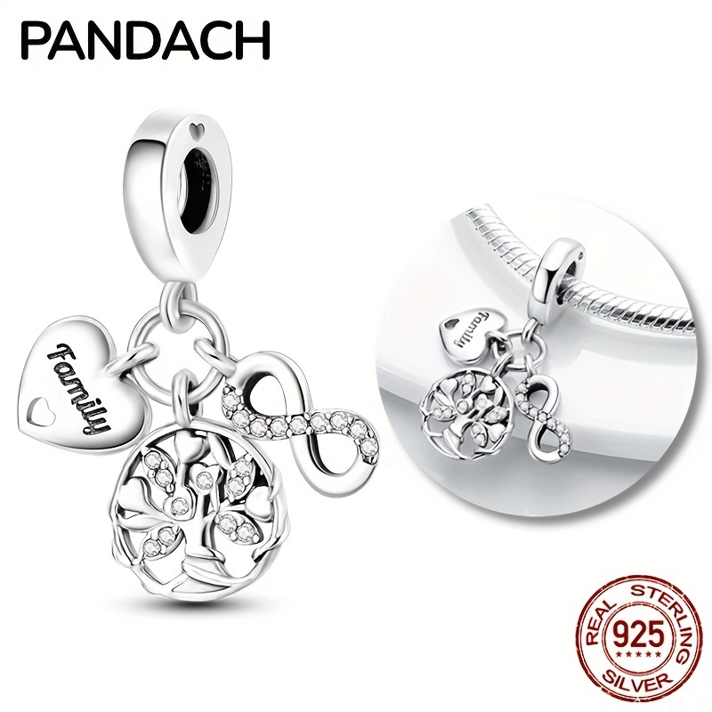 

1pc 3g 925 Sterling Silver Always Together Theme Sparkling Family Tree Dangle Charm, Perfect For For Bracelet Necklace Jewelry Making
