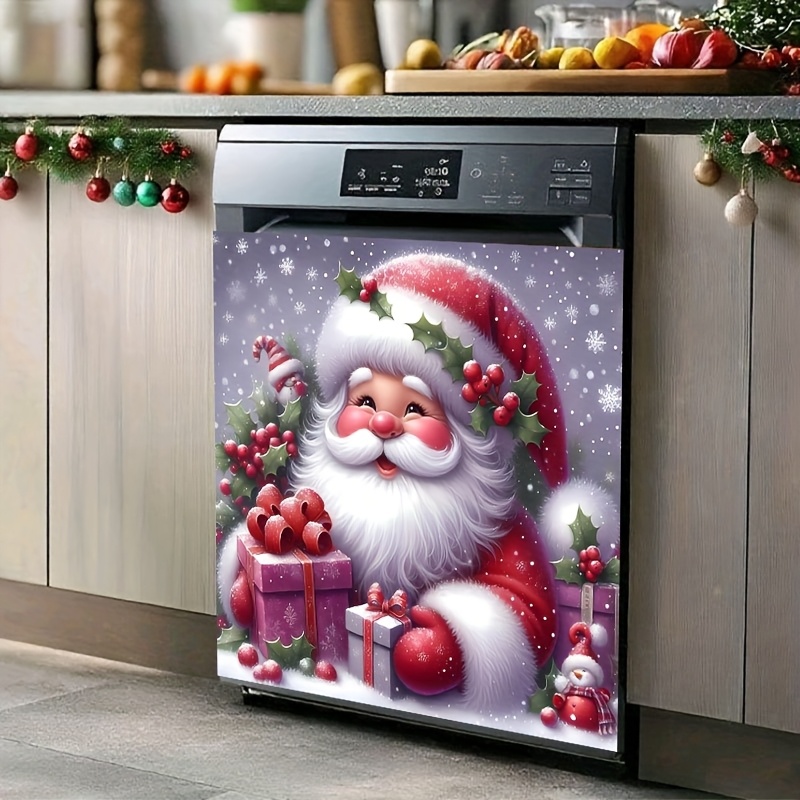 TEMU 2d Flat Design, 1pc Santa Claus Gift Magnet Sticker, Christmas Themed Design, Compatible With Dishwashers, Washing Machines, Refrigerators, And