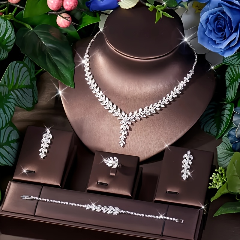 TEMU Ensemble de bijoux de mariée de luxe moyen-oriental de haute qualité pour femme, fête, mariage, qualité AAA, 3A