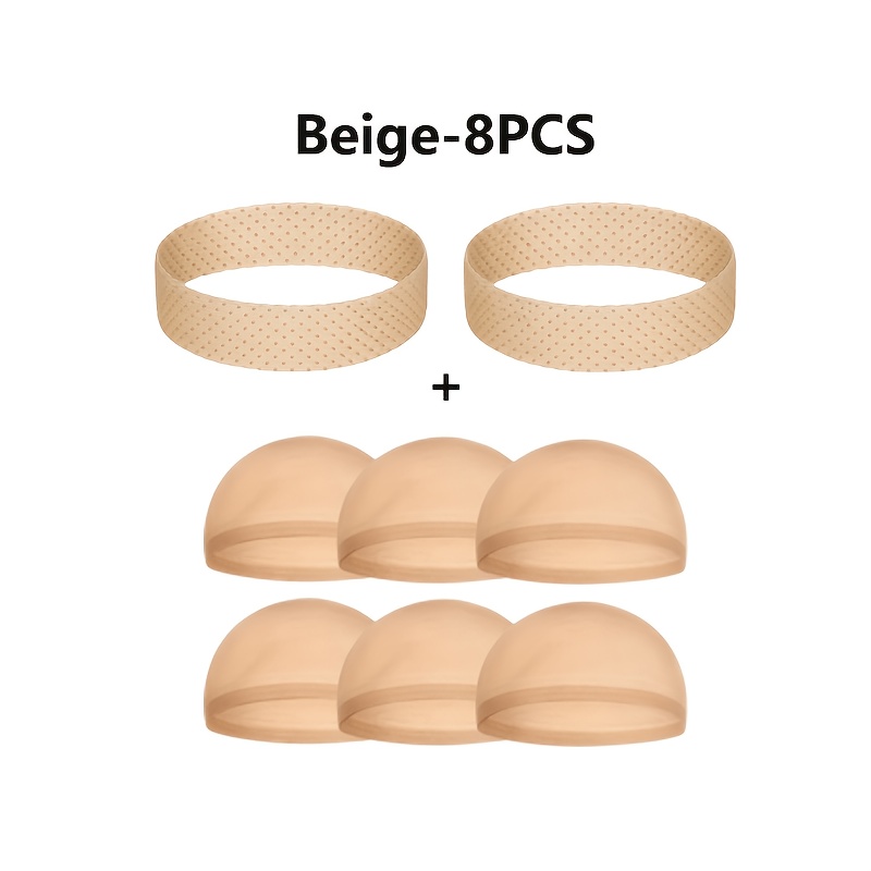 TEMU Silicone Anti-slip Band + Hd Wig Set Of 6, Silicone Wig Bands For Fixing Lace Wig, Ladies Wig Accessories, Adjustable Ladies Wig Fixing Headband