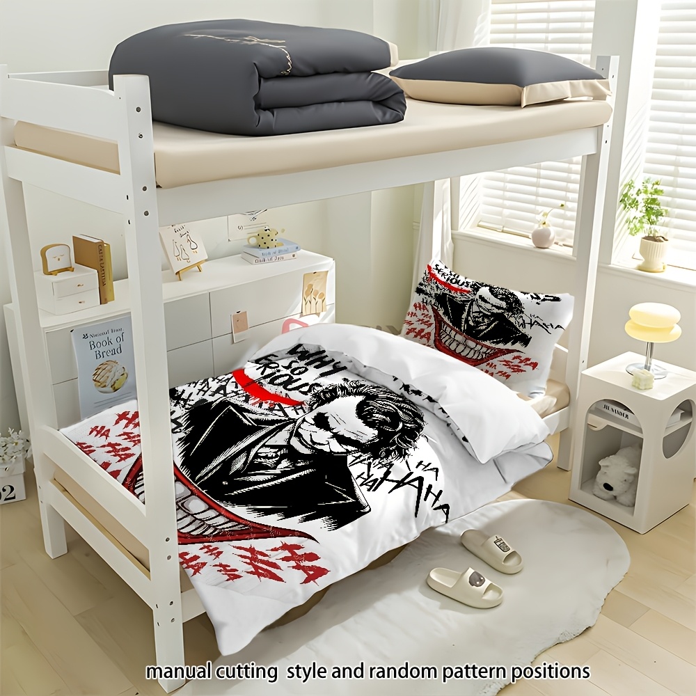 TEMU 2/3p Bedding, . Joker Design, Black Suit On White Background With Red And Black Color Scheme, Soft And Comfortable Bedding, Duvet Cover And
