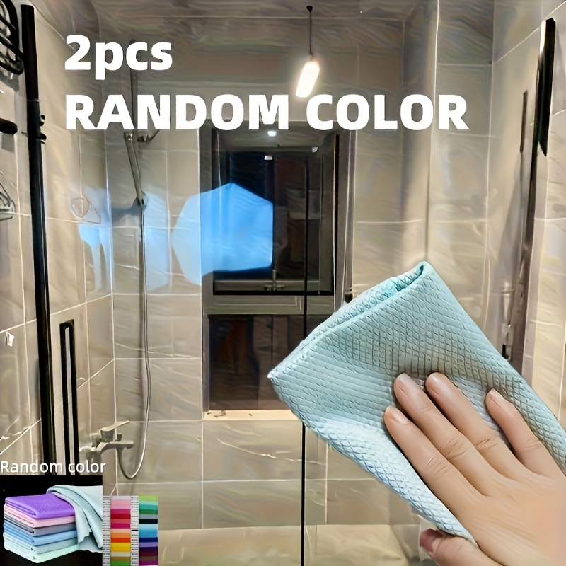 2 5pcs magic cleaning cloth kitchen and glass wipe without   no water stains for quick removal   lint free dish towels for bathroom and kitchen random color