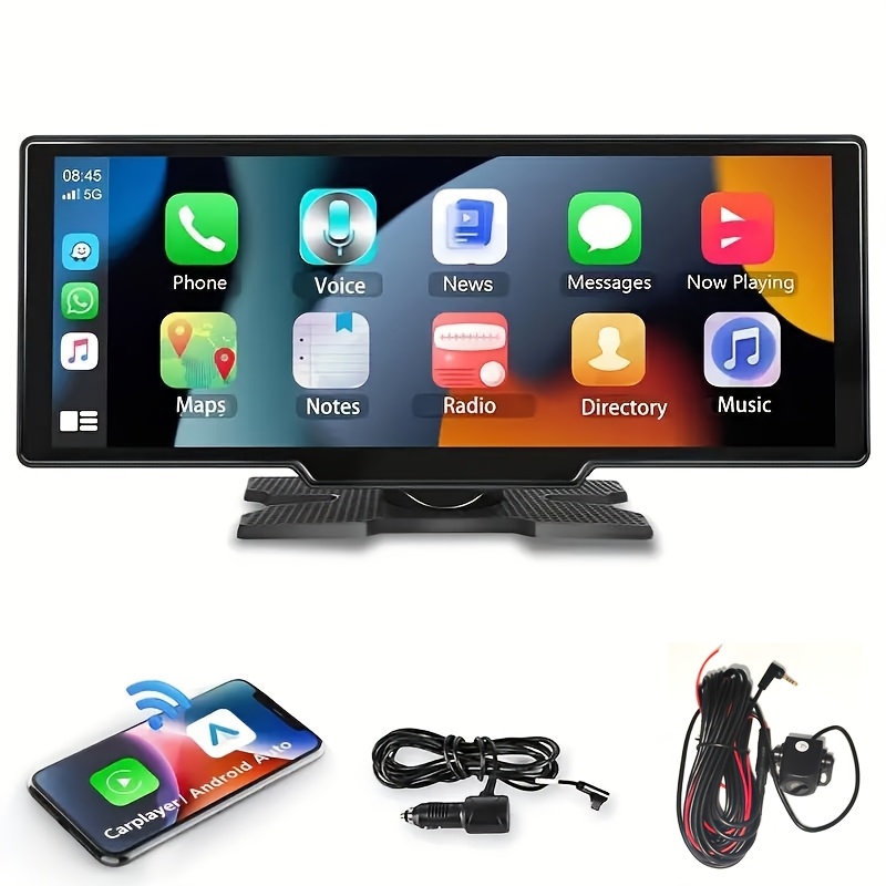 TEMU 10.2-inch Super-large Car Screen, 4k Display, Carplay/ Supporting Bt Wireless Connection, Parking Assistance, , Video , Positioning Navigation,