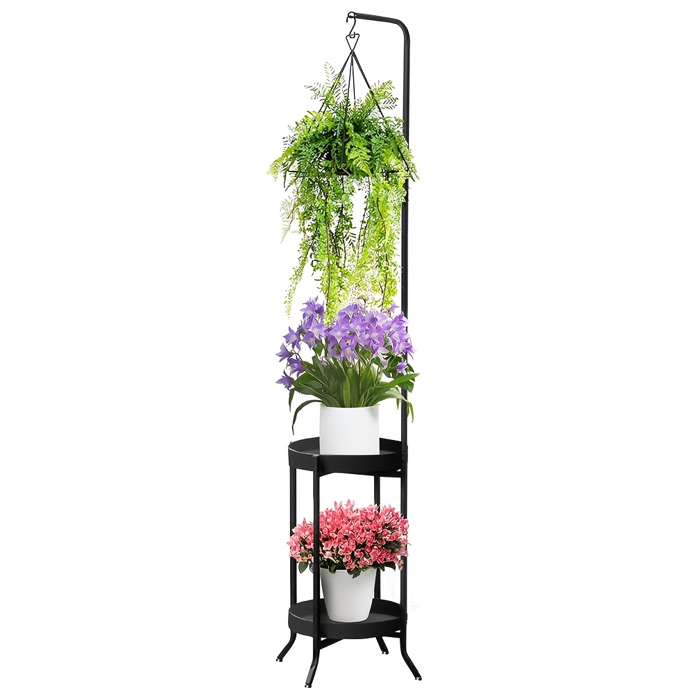 TEMU 2-tier Plant Stand Metal Plant Shelf Indoor Outdoor, Tall Corner Hanging Plant Shelf Metal Flower Stands Ladder, Heavy Duty Tall Flower Shelf