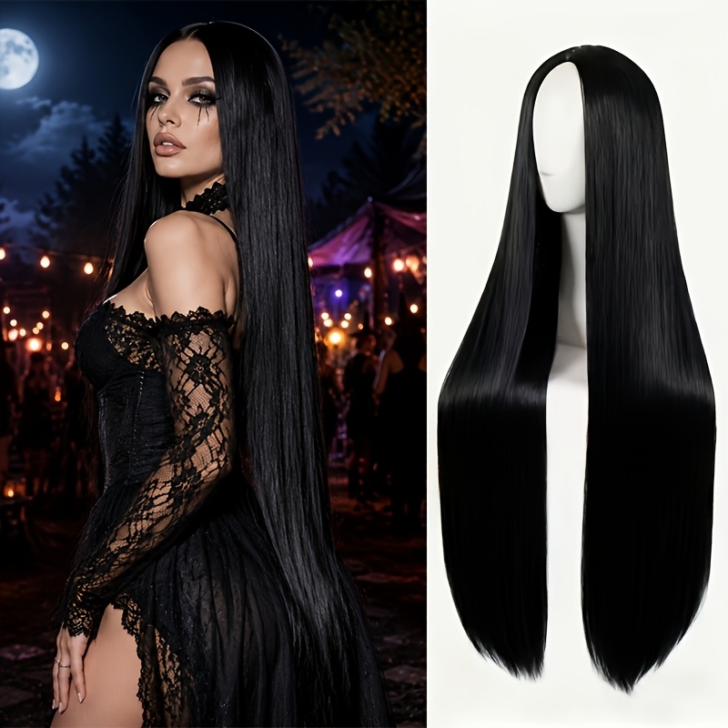 TEMU Extra Long 34 Inch Long Straight Synthetic Wig For Women, Dress Up Wig For Women, Cosplay Wig - Heat Resistant Synthetic Hair, Vampire, Gothic