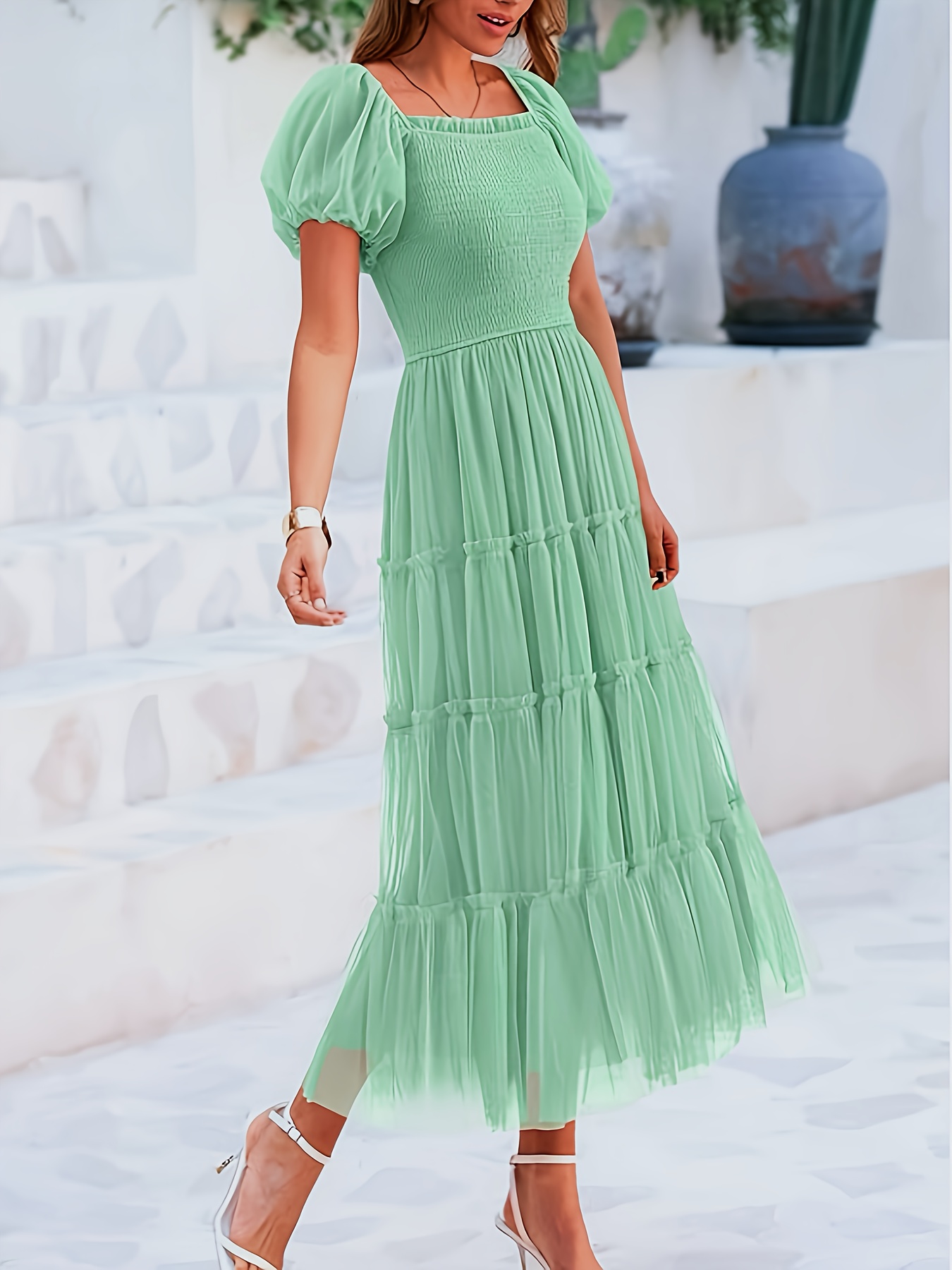 green floral pleated midi dress Maeve Dress: Midi Dress, Sundress, Plisse Dress, Blue Midi, Midi, Summer SID-194214J
