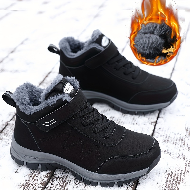 

Boys' Cozy Fleece-lined Snow Boots - Casual Solid Color, Hook-and-loop Closure For , Fall/winter