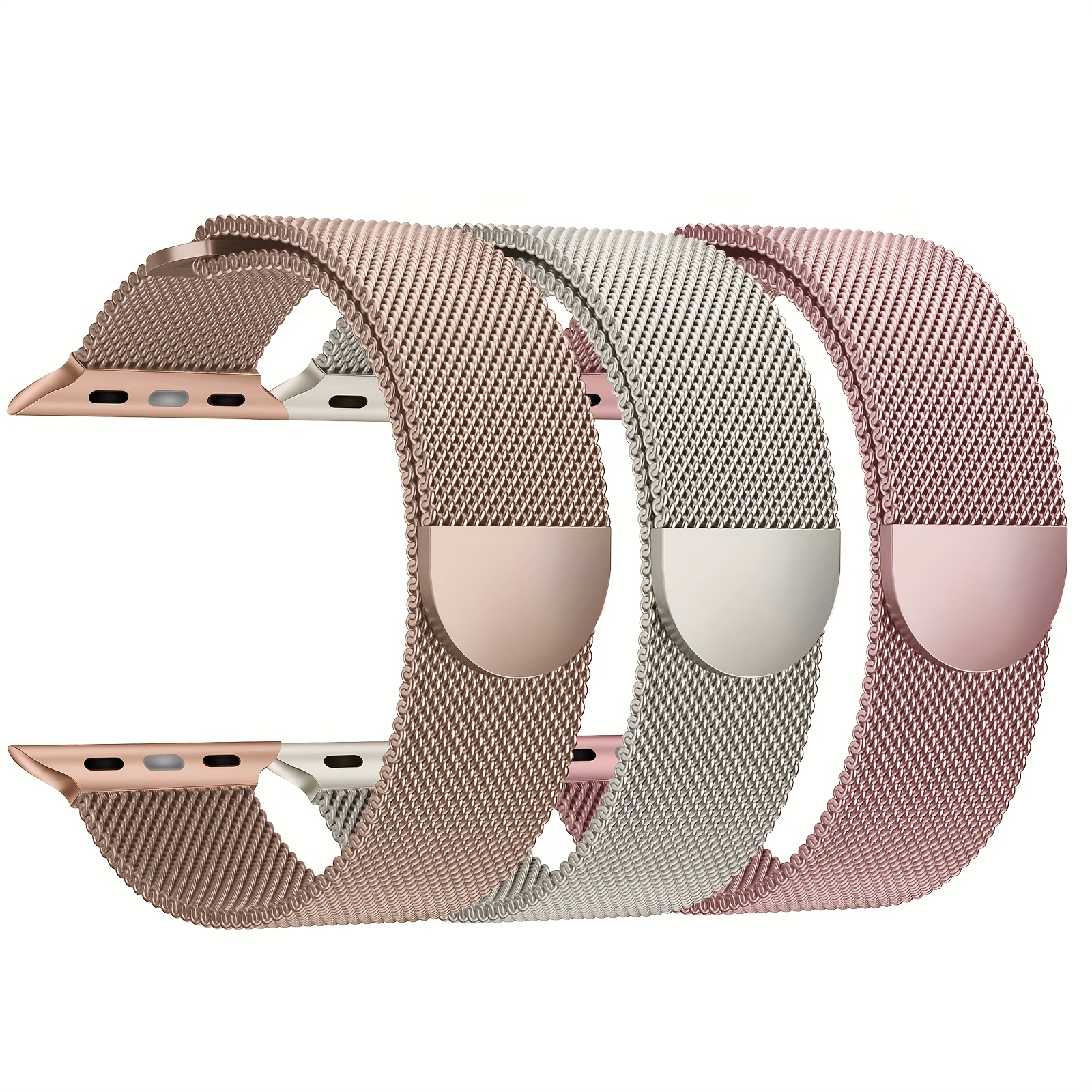 3 Pack Mesh Metal Bands Compatible with for iWatch Bands 38mm 40mm 41mm 42mm 44mm 45mm 46mm 49mm Stainless Steel Magnetic Loop Band for iWatch Ultra/2 Series 11/10/10/9/8/SE/7/6/5/4/3/2/2/1 Men Women