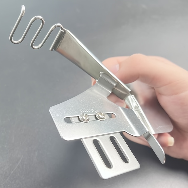 

1pc Silvery Hemming Device For Sewing Machines - Double-loop , Four-fold Edge, High-quality Knitting Accessory