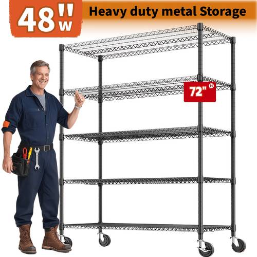 mzg heavy duty adjustable 5 4 shelf metal storage shelving unit pantry organizer tool space saving shelving rack for home commercial use open shelf design sturdy construction utility shelves