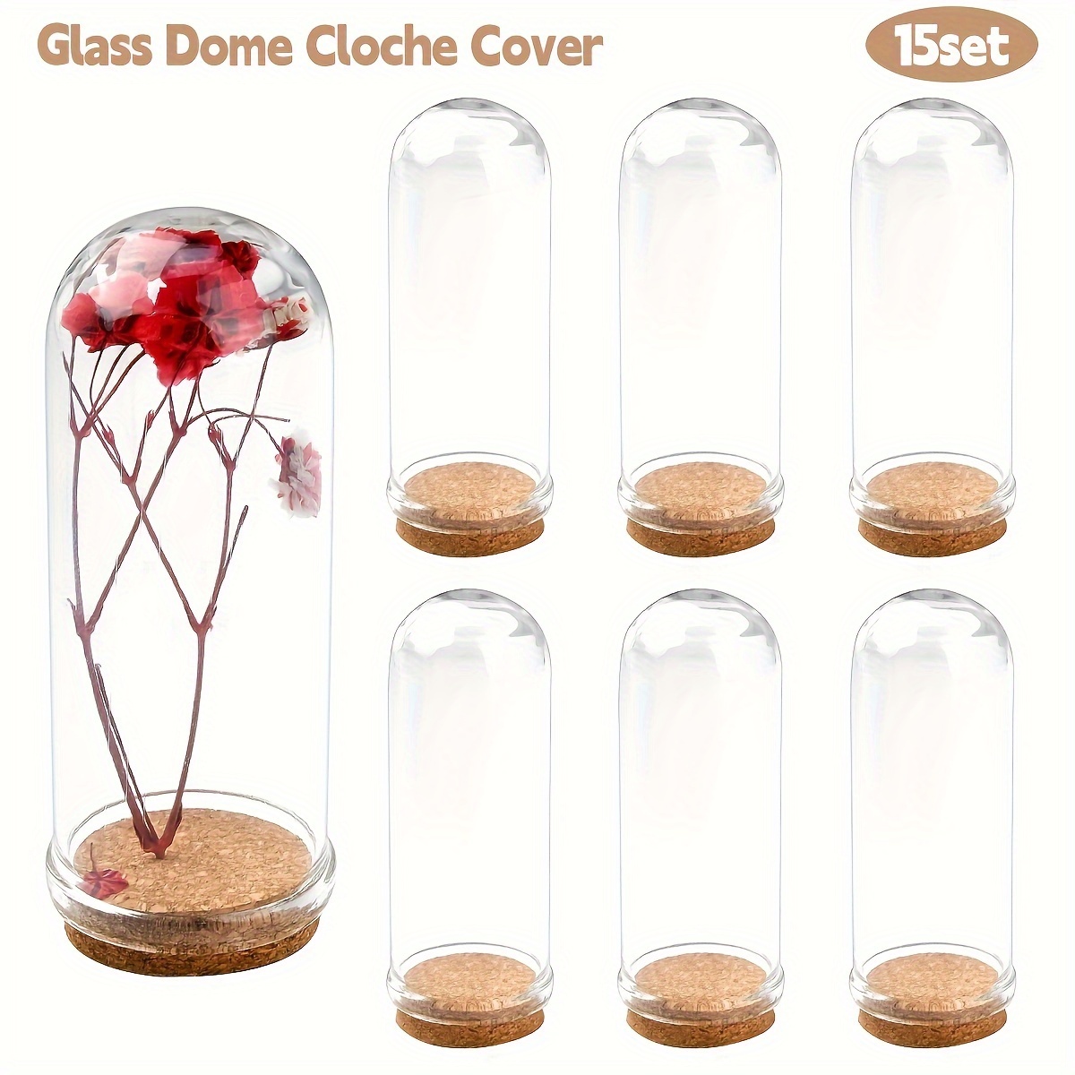 Image of 15 Transparent Glass Jars With Cork Bases, Mini Storage Jars, Small Bottles For Dried Flower Display, Party Favors, Diy Crafts