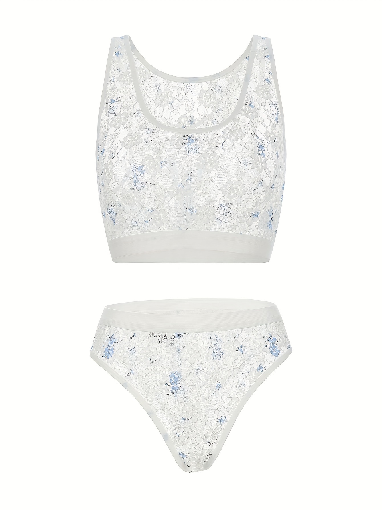 Floral Lace Lingerie Set, Cut Out Unlined Bra & Panties, Women's Sexy  Lingerie & Underwear