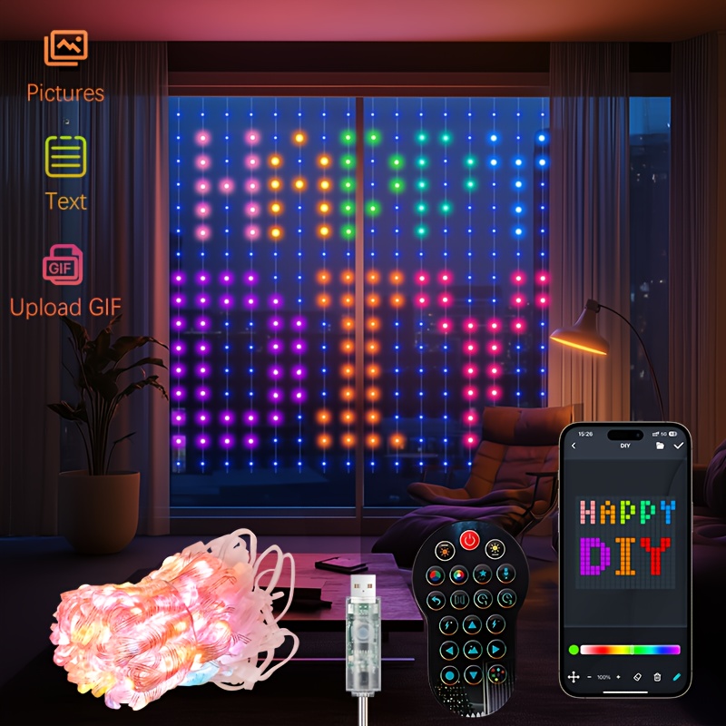 

Curtain - Usb , 256 Led App Wall Diy , Suitable For Halloween, Christmas , , Decoration