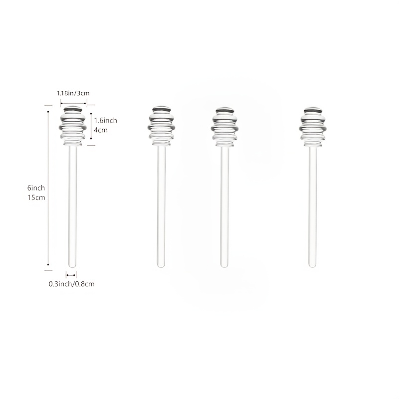 TEMU 4pcs Glass Honey Stirring Sticks, High Borosilicate Glass Honey Stirring Sticks, Reusable Honey Spoons, Syrup Sticks, Suitable For Coffee, Tea,