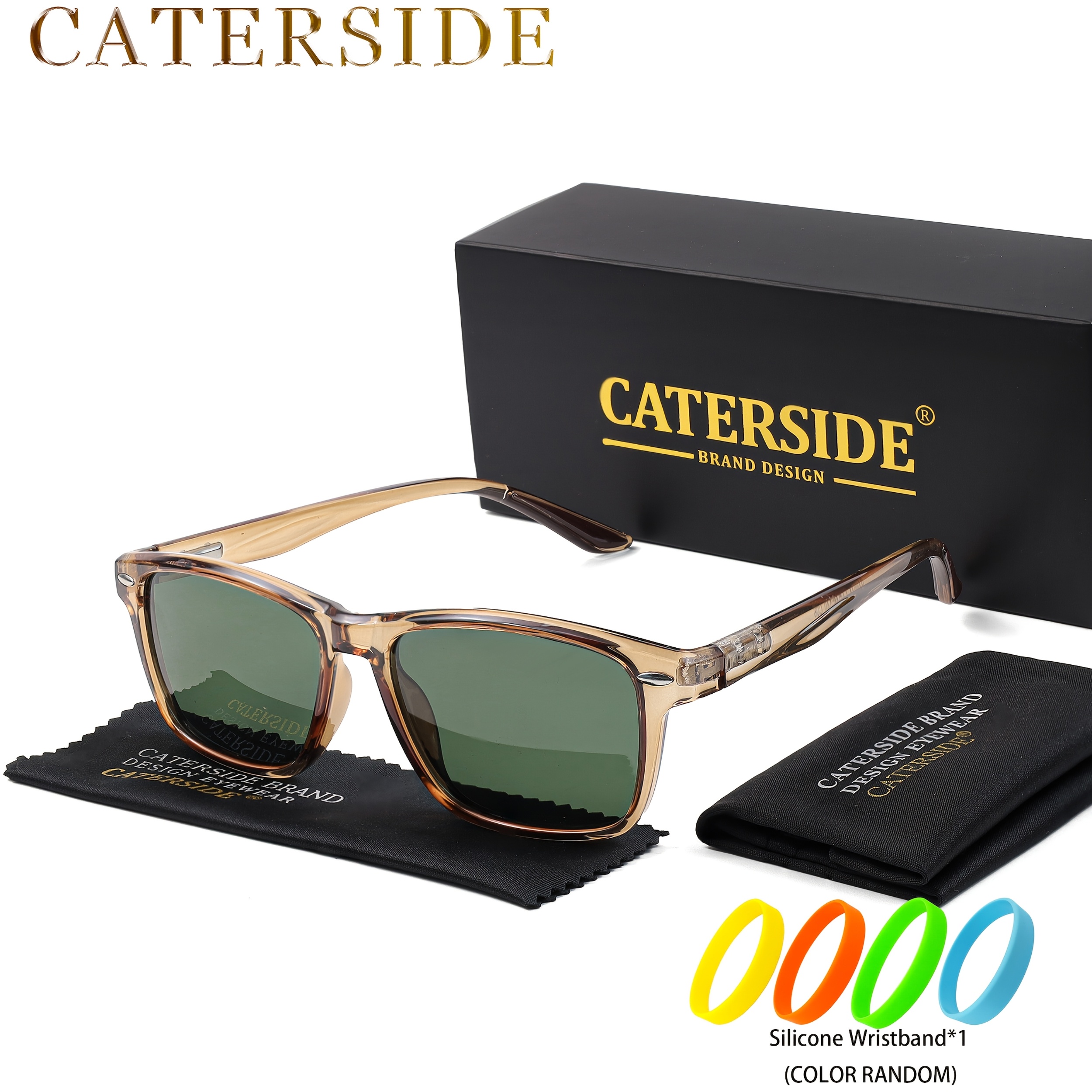 Caterside Vintage Square Sunglasses with TR90 Frame