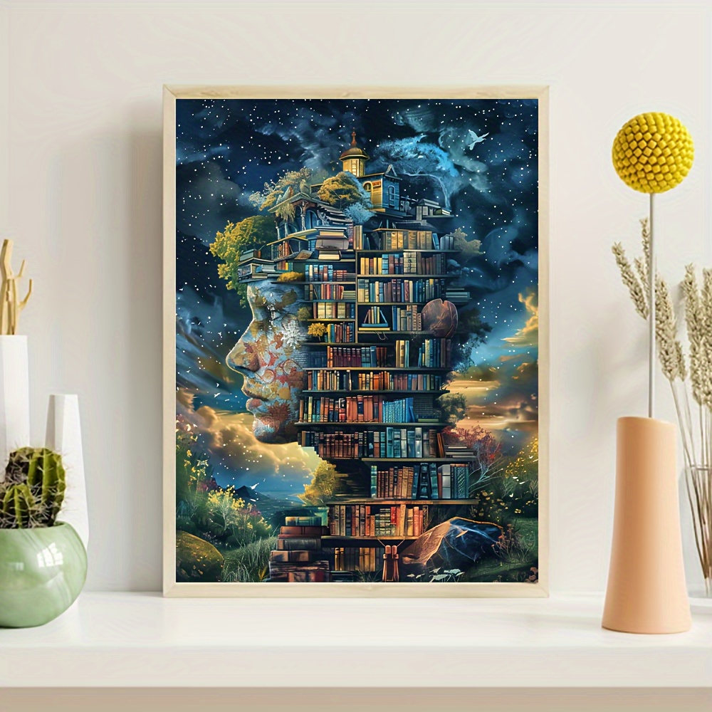 

Book Lover's Dream: 1pc Frameless Canvas Wall Art - Perfect For Living Room, Bedroom, Office & Cafe Decor | Ideal Gift