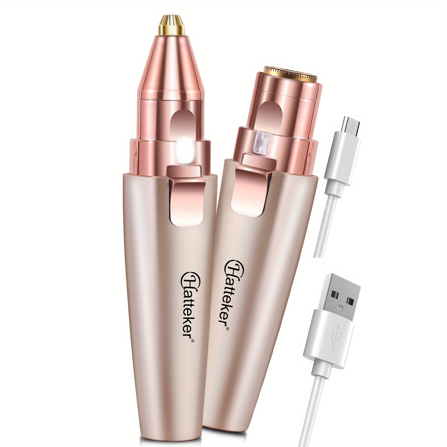Image of Hatteker Women's Hair Clipper Usb 2-in-1 Electric Eyebrow Trimmer Lipstick Portable Eyebrow Trimmer And Shaver Facial Hair Removal Trimmer