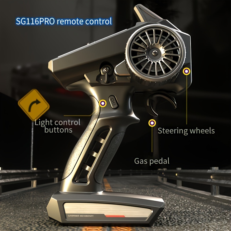 New SG116 2.4GHz Professional RC Car: 1:16 Scale 4WD Alloy High-speed Off-road Climbing Vehicle, LED Lights Perfect For Beginners Men'S Present Truck Hobby Cars Toy Gift For Birthday, Halloween