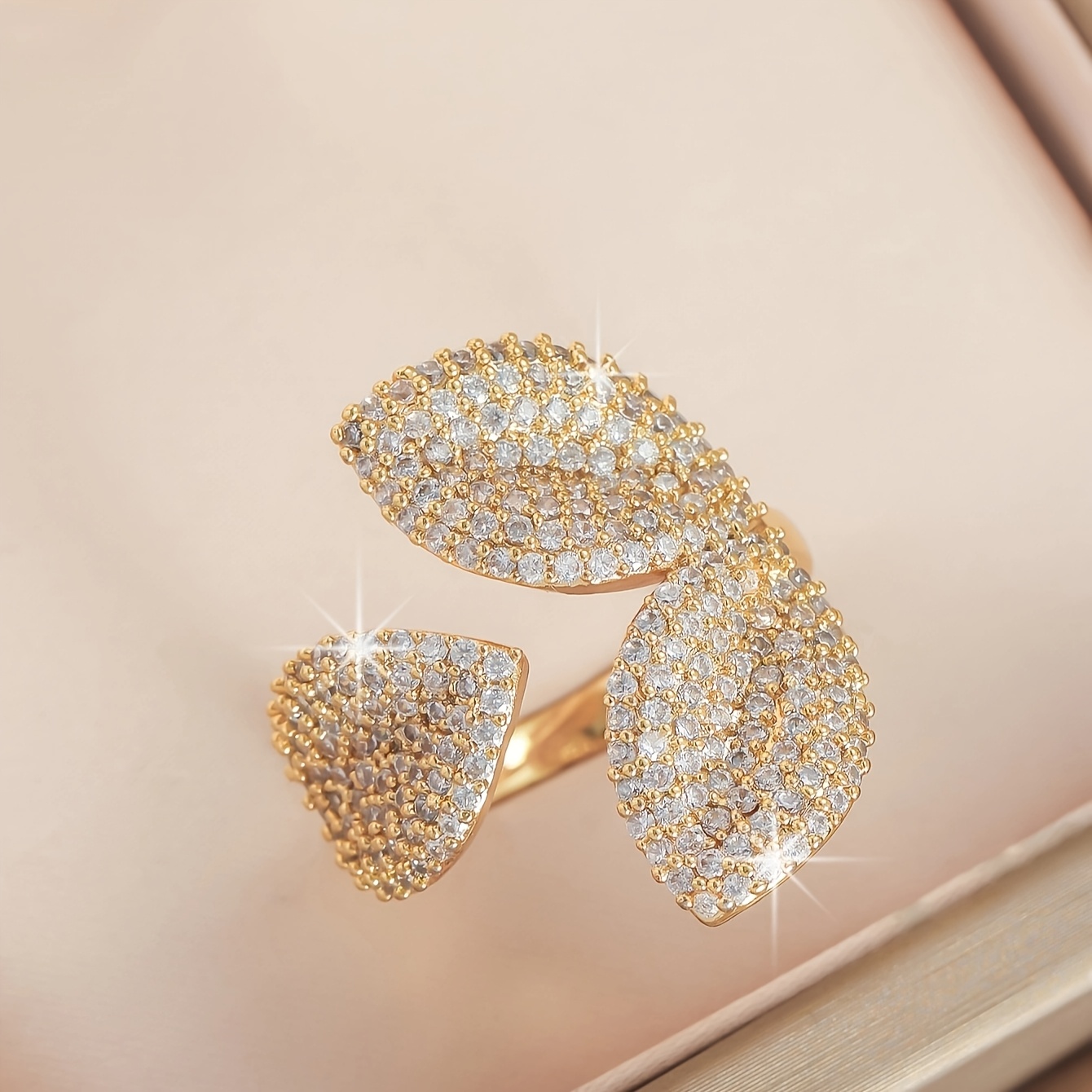 TEMU Bague Femme Unique et Minimaliste de , Anneau Ouvert en Cuivre Élégant avec Zirconia Synthétique, Conçu pour l'Index