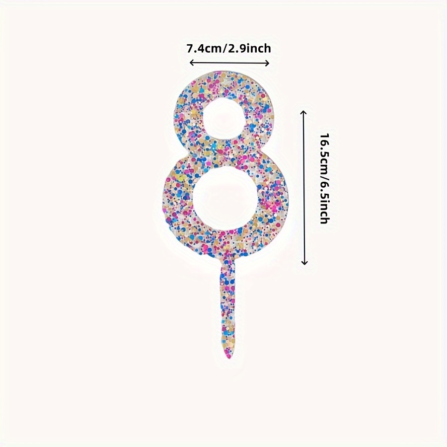 Image of 1pc Colored Sequin Cake Decoration, 0-9 Colored Sequin Clear Acrylic Cake Plug-in, Birthday Party Anniversary Cake Decoration, Colored Sequin Party Supplies, School, Halloween, Christmas