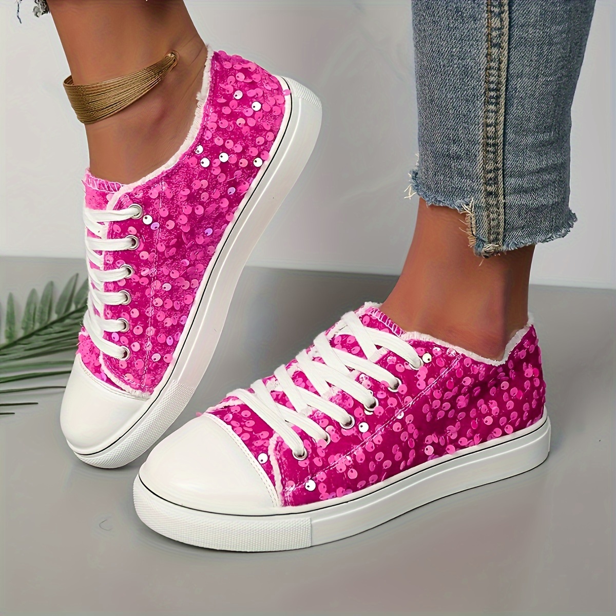 Flache Schuhe Sportschuhe Damen Mit Glitzer Strasssteinen WeiÃƒÂŸe