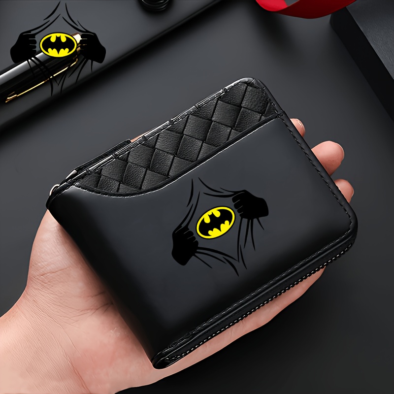 1 kos WB moška denarnica - ikonični WB ščit in Batmanov emblem, lahek minimalističen denarnik za gotovino/kartice, primeren za vsakodnevno