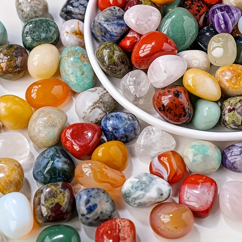 Image of 28pcs Random Agate Tumbled Stones, Colorful Polished Irregular Gemstones, Suitable For Jewelry Making, Home Decor, Flower Pot And Aquarium Filler— To Creative Diy Crafts