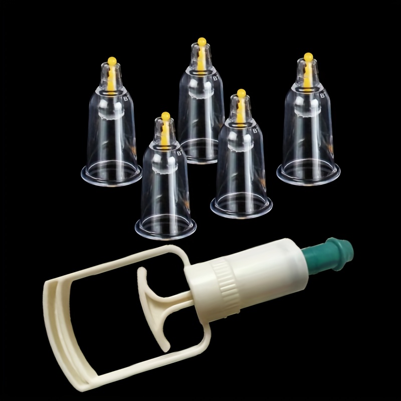 6pcs Massage Cupping Suction Pump, Vacuum Cupping Cups, Plastic Manual Cupping Massage