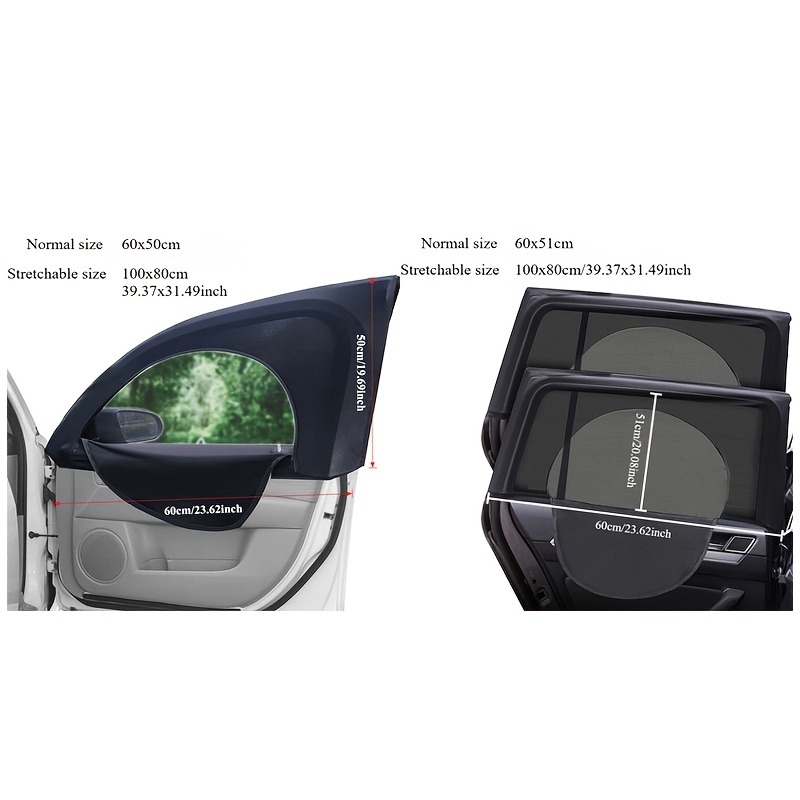 Image of 4pcs Car Sunshade & Insect Screen Set: -insulating Window Shades, Zippered Car Nets, And Privacy Sunshades. Ideal For Keeping Your Vehicle Cool, Insect-free, And Private During The Summer.