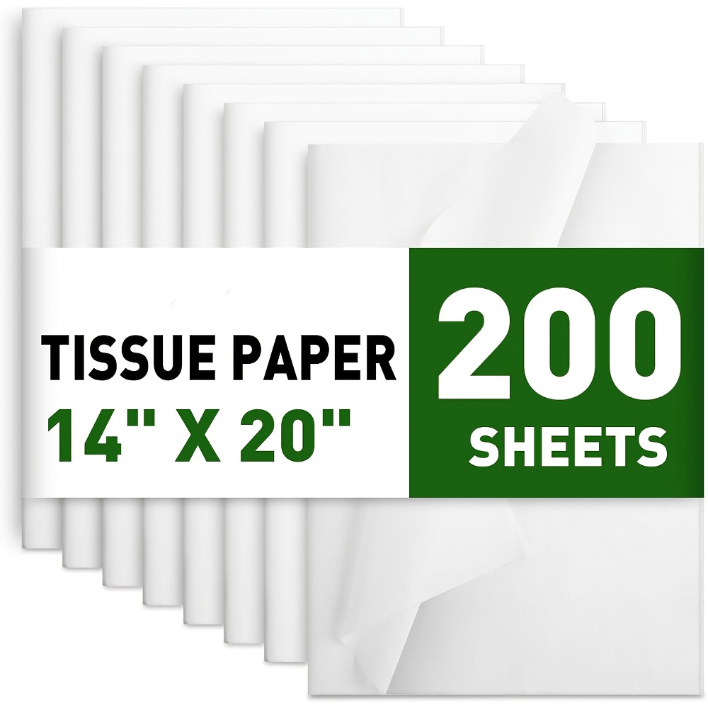 200 Sheets White Tissue Paper, 14' X 20' Tissue Papers Bulk For Christmas Wedding Birthday Showers Valentine's Day Flower Decoration, Tissue Paper For Gift Bags, Crafts, Packaging, Storage, Art