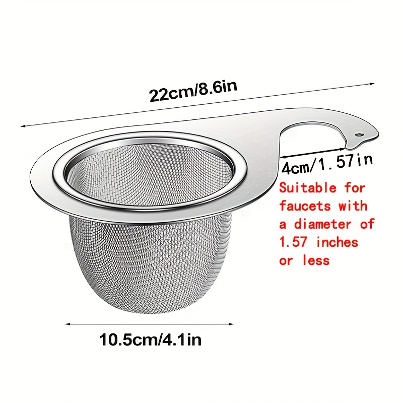 TEMU 1pc Swan Stainless Steel Kitchen Sink Strainer, Fine Mesh Drain Basket With Hanging Design, Accessory, No Battery Required