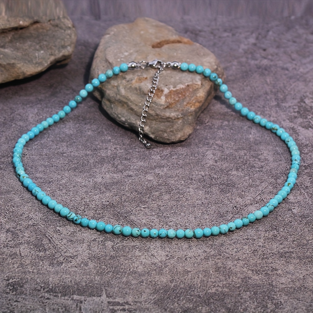 Natural Sky River Stone Bead Chain Necklace for Men & Women