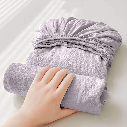1 pieza sábana bajera ajustada de gasa minimalista - cubrecama transpirable y , adecuada para protector de colchón individual para dormitorios, habitaciones, de invitados, para residencias de , hoteles, solo de sábana (sin de almohada)