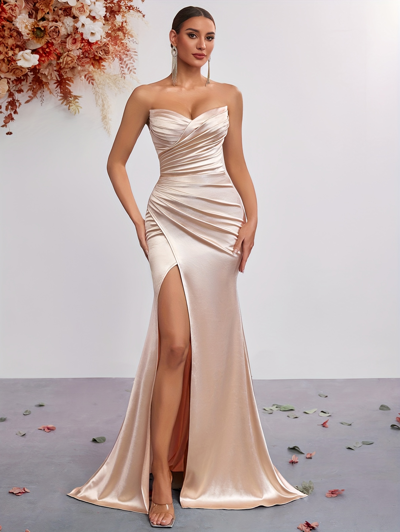 Women's Formal Evening gown Beige/Soft Pink/ Pastel colors, Bodycon Party  Dress with Open Back, Machine Washable Formal event, Wedding, Gala, Prom