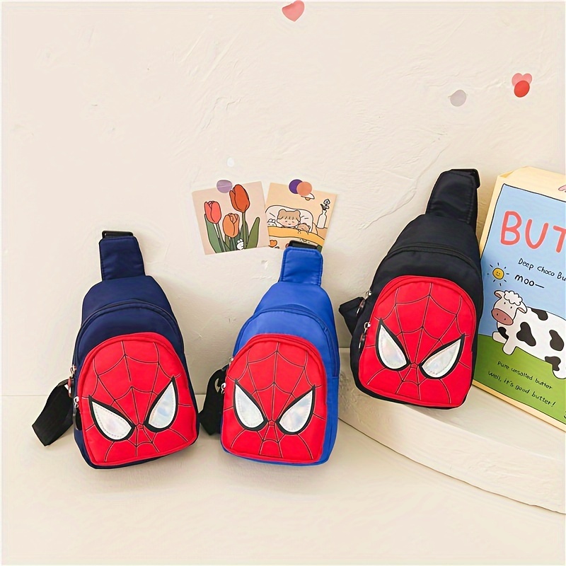 

Disney Spider-man Chest Sling Bag, Oxford Fabric, Casual Crossbody Shoulder Backpack, Cute Cartoon Portable Storage For Phone And Small Items