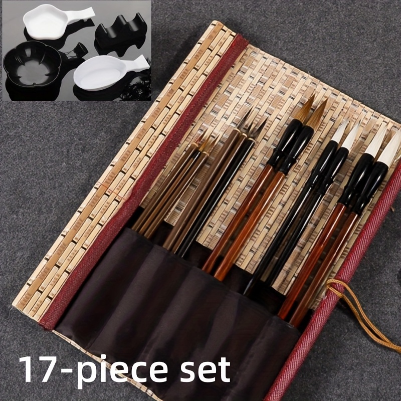 bambu çantalı 12li ve 17li set ressam boya fırçası seti ile - Temu