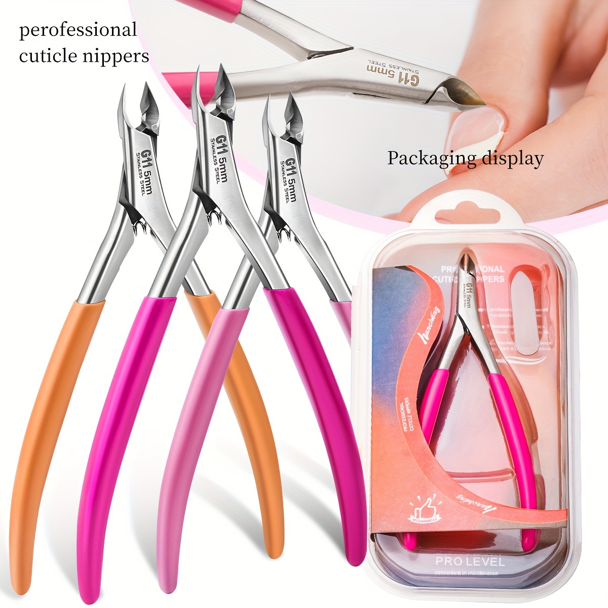 

Professional Stainless Steel Cuticle Nippers Manicure Tool Set With Sharp Blades And Double Spring - Non-scented Precision Nail Cuticle Remover And Trimmer Kit For Nail Care And Pedicure