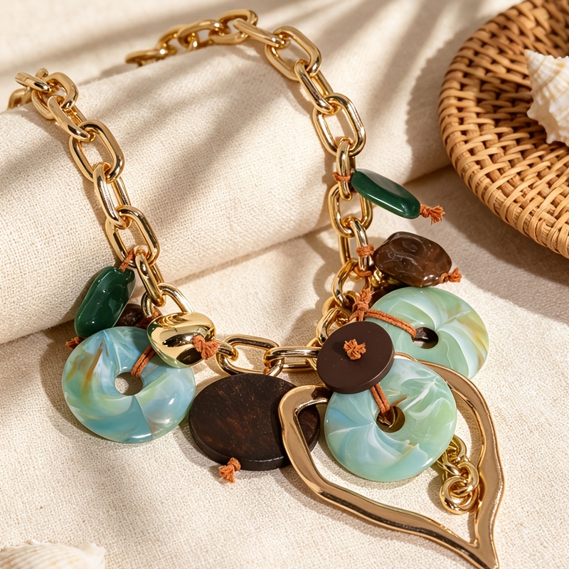 TEMU 1 pz Collana con ciondolo a cuore con fibbia in stile boh矇mien